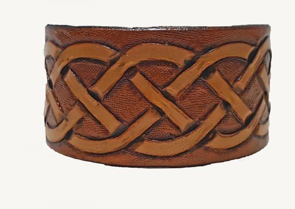 hand carved Celtic knot cuff made from full grain English leather