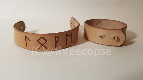 runic love cuff made from leather